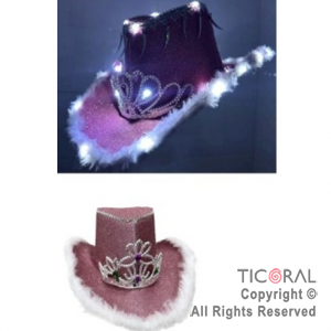 SOMBRERO COWGUIRL PRINCESA ROSA CON LUZ x 1